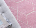 Unique Loom Trellis Frieze Collection Area Rug - Geometric (5' x 8' Oval, Light Pink/ Ivory)
