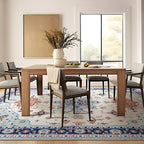 Phantoscope Washable Area Rug 6'x9' Non-Slip, Vintage Boho Rugs for Living Room, Bedroom, Dining Room, Medallion Persian Symmetrical Pattern, Low-Pile Foldable Floor Carpet, Ivory Blue/Orange