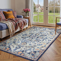 Lahome Bohemian Floral Medallion Area Rug - 4x6 Blue Washable Living Room Rug Soft Bedroom Mat, Non Slip Indoor Floor Carpet for Foyer Entryway Classroom Sunroom Bathroom