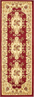 Rugs.com Chateau Collection Rug – 2' 2 x 6' Runner Red Medium Rug Perfect for Hallways, Entryways