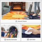 Boho Sun Area Rugs 5x7ft, Radiant Sunburst Rugs for Living Room, Geometric Solar Floor Rug Sturdy and Non-Shedding for Bedroom Hardwood Floors Teen Room