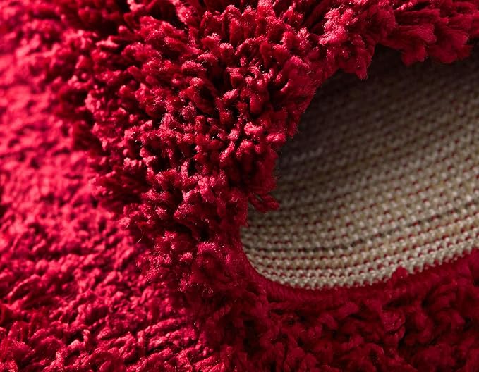Unique Loom Solid Shag Collection Area Rug (2' 6" x 16' 5" Runner, Cherry Red)