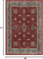 RUGGABLE Washable Vintage Area Rug – Verena Amber Red 4x6, Stain-Resistant, Non-Slip – Medium Machine Washable Rugs for Living Room, Bedroom, Hallway, Entryway & Office–with Cushioned Pad