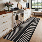 Beeiva Black and White Striped Runner Rug, 2.5x8 Washable Geometric Rugs for Hallway, Non Slip Rubber Backing Indoor Runner Rugs Modern Floor Carpet for Bedroom Bathroom Porch Entryway Rug