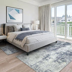 Washable Area Rug for Living Room 6x9 - Neutral Modern Abstract Rugs, Soft Non Slip Thin Carpet with for Bedroom, Under Dining Room Table, Home, Office, Dorm - Indigo Gray