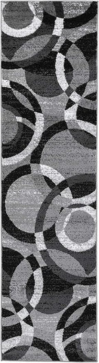 Rugshop Contemporary Abstract Circles Perfect for high Traffic Areas of Your Living Room,Bedroom,Home Office,Kitchen Runner Rug 2' x 7' Gray