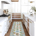 Fame Living Colorful Oushak Runner Rug, Modern Runners, Vintage, Turkish, Eclectic, Floral, Pastel, Washable, Runner for Hallway, Kitchen, Bedroom, Bathroom, 2'5"x9'8"
