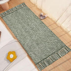 Collive Kitchen Runner Rug, 2' x 4.3' Hand-Woven Reversible Washable Rug, Olive Green/Cream Cotton Modern Farmhouse Bathroom Rug Hallway Carpet for Foyer Bedroom Entry Back Door Decor