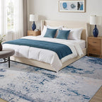 Toneed Abstract Area Rug Modern Washable Rug Soft Non Slip Rug Low Pile for Bedroom Living Room Dining Room Dusty Teal Grey 9x11 Feet