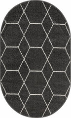 Unique Loom Trellis Frieze Collection Area Rug - Geometric (3' x 5' Oval, Dark Gray/ Ivory)
