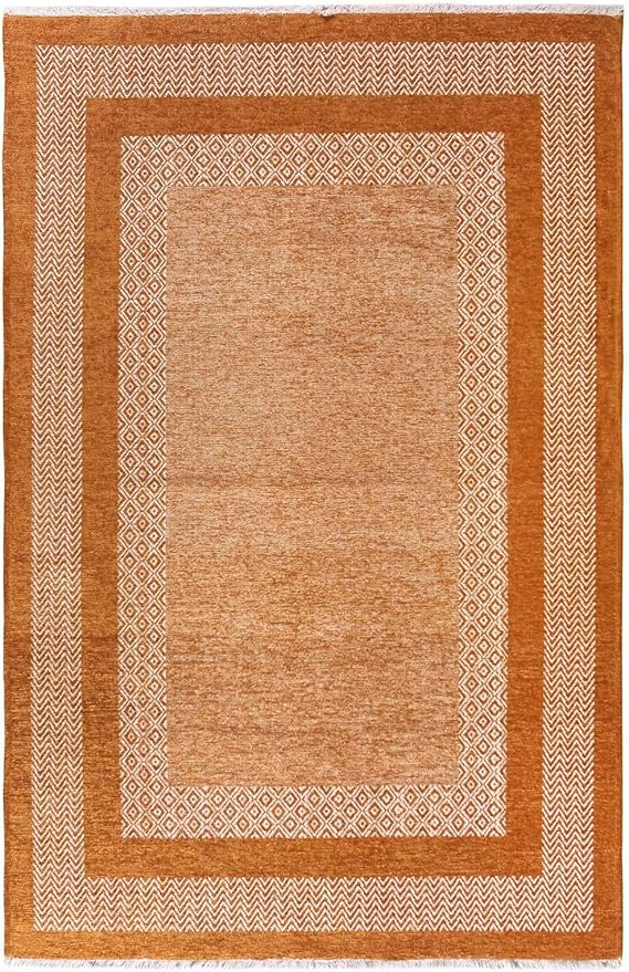 Alfa Rich 5x8 Burnt Orange Washable Area Rugs for Living Room Bedroom Kitchen Cotton Decor Rug