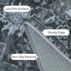 GENIMO 9x12 Area Rugs for Living Room, Machine Washable Non Slip Vintage Rugs, Low Pile Lightweight Chenille Print Rug for Bedroom, Dining Room, Home Office,Dark Gray