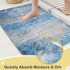 COMSLE Door Mat Soft Absorbent Indoor Front Entryway Rug Machine Washable Entrance Mats for Muddy Paws Non Slip Throw Rugs 20" x 32" Doormat for Inside Foyer Bedroom - Blue
