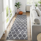 Lahome Moroccan Runner Rugs for Hallway 2x6 Washable Non-Slip Carpet Bedroom Rugs Throw Low-Pile Laundry Room Rug Kitchen Runner Grey Distressed Entryway Bathroom Living Room