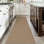 IOHOUZE Washable Runner Rug 2.6x8 Non Slip Rubber Backed Wide Hallway Runner Entryway Runner Indoor, Kitchen Rugs Woven Cotton Floor Carpet for Hall Bedroom, Orange/Tan/Brown