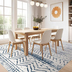 Nakagishi Area Rugs 8x10 Living Room: Washable Boho Large Neutral Soft Farmhouse Rug Stain Resistant Modern Moroccan Non-Slip Indoor Carpet for Bedroom Nursery Kids Playroom Office Dining Room- Navy