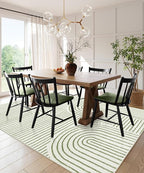 Lahome Abstract 6x9 Area Rugs, Soft Boho Rug for Living Room Bedroom, Ultra-Thin Non Slip Boho Green Washable Throw Carpet for Dining Room Office, Green