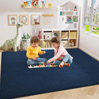 Amearea Large Modern Area Rugs for Bedroom Living Room, 6x9 Feet Navy Blue Thickened Memory Foam Rug, Fluffy Indoor Washable Rugs Non Slip Minimalist Carpet for Boys Girls Dorm Nursery Room Decor