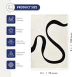 Abani Abstract Beige/Black Area Rug - 6'x9' - Modern Curved Line Design - Deco Collection - Easy to Clean - Durable for High Traffic Areas - Bedroom, Office & Kitchen - Medium Pile