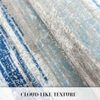 Modern Abstract Runner Rug 3x12, Blue Washable Long Kitchen Runner Non-Slip Soft Hallway Rug Runner Thin Print Faux Wool Carpet for Entryway Bedroom Laundry Room Indoor Home Decor