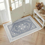 SOULFUL Medium Pile 2x3 Entryway Rug - Cozy Soft Underfoot Small Area Rug - Greige Boho Floral - Washable Non-Slip - Perfect for Hallway Kitchen Bedroom Bathroom Indoor Entrance