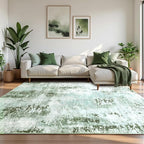 Washable Abstract Rug, 8x10 Modern Area Rugs with Non-Slip Rubber Backed for Living Room, Thin but Soft Contemporary Carpet Kitchen Bedroom Dining Room Decor, Green