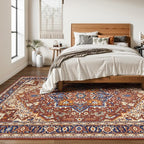 Moynesa Ultra-Thin Washable 8x10 Area Rugs for Living Room, Boho Oriental Rugs for Bedroom Non-Slip Non-Shedding, Large Vintage Carpet for Dining Room Home Office Decor, Brown/Multi