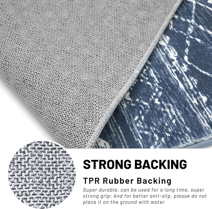 KUTA Area Rug 5x7 Navy Blue, Washable Boho Large Living Room Moroccan Rugs Non-Slip, Ultra Soft Geometric Traditional Farmhouse Carpet for Dining Room Bedroom Dorm Office Home Décor