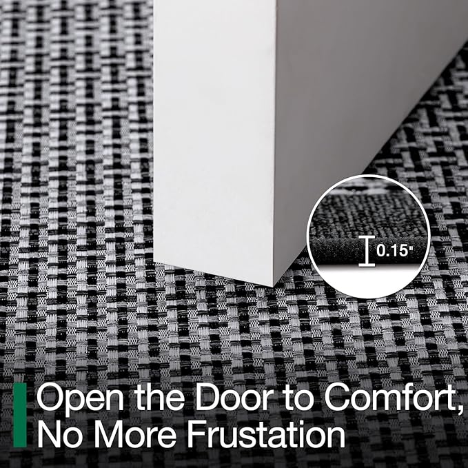 LUMI Inside Door Mat for Entry 20"x32", Absorbent, Dirt Trapper, Low Profile Thin, Non Slip Mats with Rubber Backing, Ideal for Indoor, High Traffic, Garage, Entrance, Classic Black