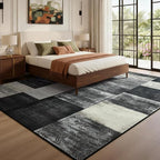 DweIke Washable Area Rugs for Living Room, 6x9 Large Bedroom Rugs, Geometric Non Slip Low Pile Indoor Throw Carpets for Bedroom Apartment Dining Room Home Office Hardwood Floor, Black and White