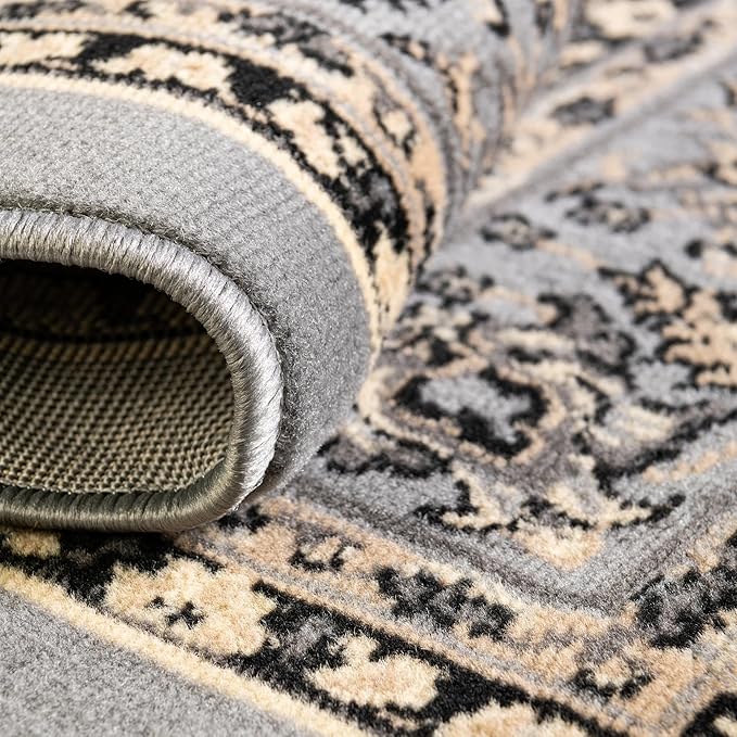 Rugs.com Yasmin Collection Rug – 8 Ft Square Gray Medium Rug Perfect for Living Rooms, Kitchens, Entryways