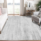 MUJOO 6x9 Area Rugs Washable,Modern Abstract Rugs for Living Room Bedroom Dining Room,Large Non Slip Throw Carpet Indoor,Low Pile Accent Neutral Grey