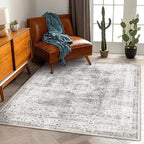 Area Rug 5'x7' Washable Rug Vintage Traditional Floor Cover Thin Retro Kitchen Indoor Distressed Non Slip Carpet for Living Room Bedroom Dining Room