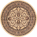 Unique Loom Sialk Hill Collection Area Rug - Washington (5' 1" Round Ivory/Black)