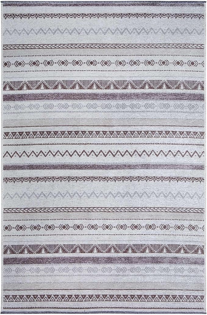 Alfa Rich 3x10 Gray Off White Washable Area Rugs for Living Room Hallway Kitchen Decor Cotton Runner