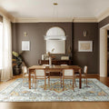 Area Rugs Square 10ft Washable Non-Slip, Floral Vintage Distress Print Pattern Medallion Carpet for Living Room Bedroom Dining Room, Light Yellow Carbon Grey Orange