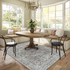 Washable Area Rugs 5'x7' Non-Slip Vintage Boho Distressed Fade Resistant Low Pile Carpet for High-Traffic Living Room, Bedroom & Dining Room