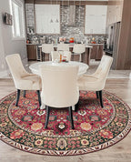 vivorug Round Rug 5ft Vintage Round Area Rug Non-Slip Indoor Carpet for Living Room Bedroom Entryway, Stain Resistant Home Decor Circle Rug, Cherry Red/Spice