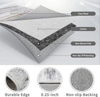 4x10 Wide Washable Runner Rug: Easy-to-Clean Runners for Hallway Entryway Kitchen Bedroom Living Room - Stain and Water Resistant Rugs with Non-Slip Backing - Soft Low-Pile Carpet Beige Grey