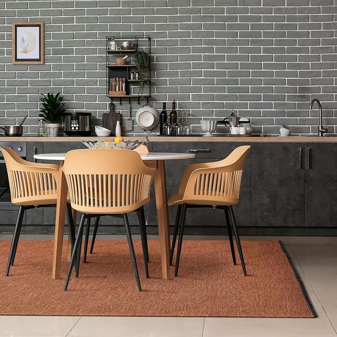 LUXE WEAVERS Modern Farmhouse Orange 9x12 Washable Area Rug, Anti-Slip Diamond Pattern Carpet