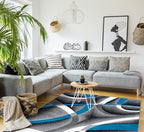 Persian Area Rugs Turquoise 8x10 2305 White Swirls 7'10 x10'6 Modern Abstract Area Rug, 8' x 10'