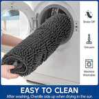Chenille Absorbent Front Door Mat 72" x 24", Dog Door Mat for Muddy Paws, Trap Dirt Doormat, Mud Mat for Dogs, Washable Non Slip Outdoor Indoor Doormats for Entryway, Grey