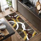 Gold White Red Circle Pattern Runner Rug, 2x8ft Washable Hallway Entrance Rugs - Corridor & Foyer Long Accent Rug, Modern Stylish Decor Carpet for Home Runner Non-Slip Mat