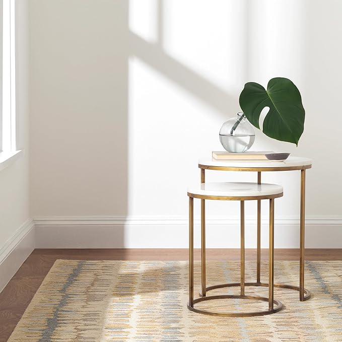 Dash and Albert Paint Chip Wool Area Rug - 4' x 6' Neutral Graphic Hand Micro Hooked Accent Rug - Durable, High Traffic Areas Hallway, Living Room, Stairs