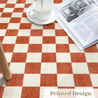 Machine Washable 5x7 Area Rugs for Living Room Checkered, Non Slip Soft Low Pile Farmhouse Halloween Modern Neutral Playroom Boys Rugs for Bedroom, Large Carpet Rugs for Dining Room(Orange,5'x7')