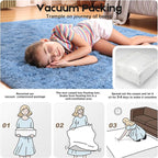 Blue Area Rugs 9x12 Living Room Bedroom, Fluffy Large Rug Soft Shag Non-Slip Carpet for Kids Boys and Girls Room Dorm Home Decor (9ft x 12ft)