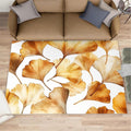 Golden Leaf Rugs for Bedroom - 6x8 Area Rug - 3D Ginkgo Leaf Rugs for Living Room, Modern Simple Art Rug, Non-Slip Washable Home Decor Carpet