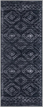 KILOCOCO Boho Kitchen Runner Rug 2x5 Washable Runner Rug, Soft Runners for Hallways Non Slip Printed Distressed Laundry Room Rug, Low-Pile Rug for Entryway/Bedroom/Living Room, Black/Navy