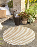 Unique Loom Outdoor Striped Collection Area Rug - Striped (10' Round Taupe/Ivory)