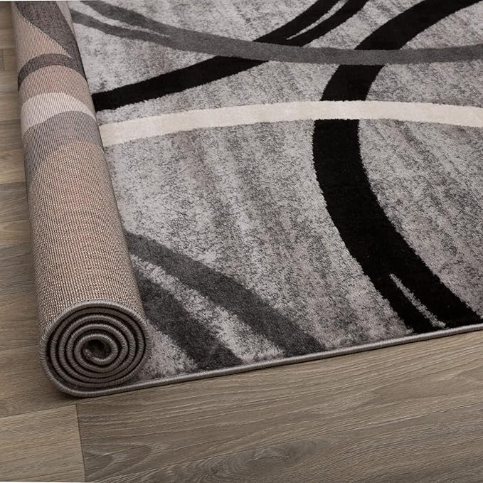 Rugshop Wavy Circles Design Area Rug, Non-Shedding Carpet for Living Room, Dining Room, or Bedroom,Grand Room,Open Spaces Gray, 10' x 14'